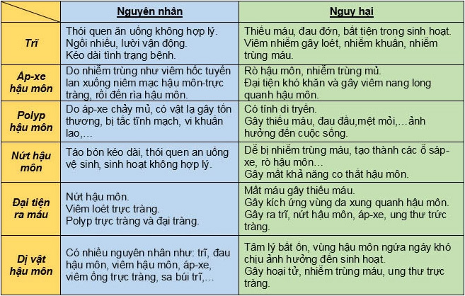 Bệnh vùng hậu môn thường gặp